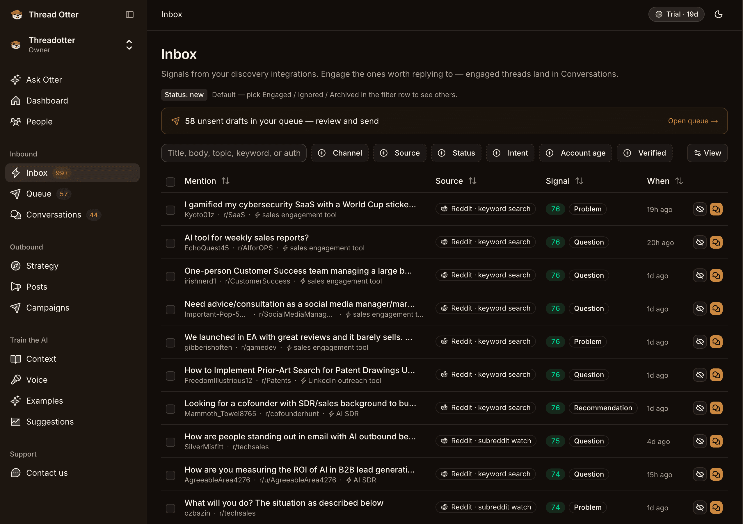 A scored inbox across every channel